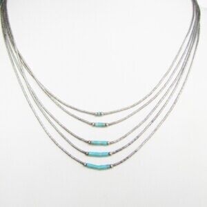 Sterling Silver Necklace with Turquoise Beads